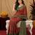 Orange green art silk blend banarasi jacuard work saree with unstitched blouse piece