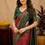 Orange green art silk blend banarasi jacuard work saree with unstitched blouse piece