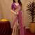 Beige wine Art silk blend banarasi jacuard bird motif work saree with unstitched blouse piece