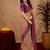 Beige wine Art silk blend banarasi jacuard bird motif work saree with unstitched blouse piece