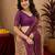 Beige wine Art silk blend banarasi jacuard bird motif work saree with unstitched blouse piece