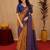 Mustard blue Art silk blend banarasi jacuard bird motif work saree with unstitched blouse piece