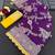 Purple yellow hand dying & embroidery lace dola silk blend saree with blouse