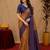Mustard blue Art silk blend banarasi jacuard bird motif work saree with unstitched blouse piece