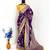 Purple yellow hand dying & embroidery lace dola silk blend saree with blouse