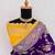 Purple yellow hand dying & embroidery lace dola silk blend saree with blouse