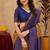 Mustard blue Art silk blend banarasi jacuard bird motif work saree with unstitched blouse piece