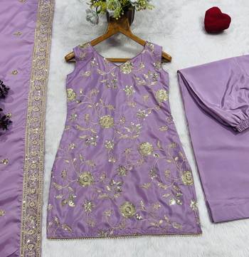 Lavender Embroidered Sharara Suit for Women with Dupatta | Festive Ethnic Wear 5