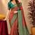 Orange green Art silk blend banarasi jacuard bird motif work saree with unstitched blouse piece
