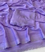 Levender zharkan stone work chiffon saree with blouse