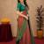 Orange green Art silk blend banarasi jacuard bird motif work saree with unstitched blouse piece