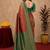 Orange green Art silk blend banarasi jacuard bird motif work saree with unstitched blouse piece