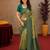 Parrot green Art silk blend banarasi jacuard bird motif work saree with unstitched blouse piece