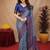 Turquoise Art silk blend banarasi jacuard bird motif work saree with unstitched blouse piece