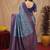 Turquoise Art silk blend banarasi jacuard bird motif work saree with unstitched blouse piece