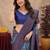 Turquoise Art silk blend banarasi jacuard bird motif work saree with unstitched blouse piece
