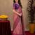 Light pink Art silk blend banarasi jacquard bird motif work saree with unstitched blouse piece