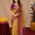 Mustard wine Art silk blend banarasi jacquard bird motif work saree with unstitched blouse piece