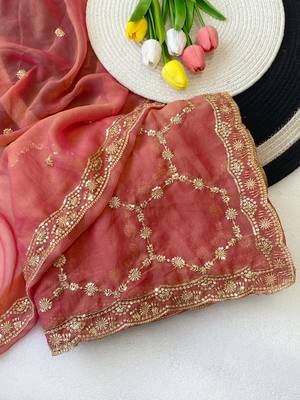 Gajari multicolor sequece embroidery work nc moss saree with blouse 2
