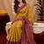 Mustard wine Art silk blend banarasi jacquard bird motif work saree with unstitched blouse piece