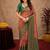Peach green Art silk blend banarasi jacquard bird motif work saree with unstitched blouse piece