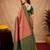 Peach green Art silk blend banarasi jacquard bird motif work saree with unstitched blouse piece