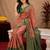 Peach green Art silk blend banarasi jacquard bird motif work saree with unstitched blouse piece