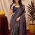 Turquoise blue Art silk blend banarasi jacquard bird motif work saree with unstitched blouse piece