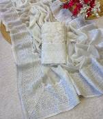 White zari embroidery work rangoli saree with blouse