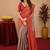 Turquoise red Art silk blend banarasi jacquard bird motif work saree with unstitched blouse piece