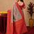 Turquoise red Art silk blend banarasi jacquard bird motif work saree with unstitched blouse piece