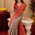 Turquoise red Art silk blend banarasi jacquard bird motif work saree with unstitched blouse piece