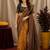 Yellow black Art silk blend banarasi jacquard bird motif work saree with unstitched blouse piece