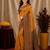 Yellow black Art silk blend banarasi jacquard bird motif work saree with unstitched blouse piece