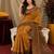 Yellow black Art silk blend banarasi jacquard bird motif work saree with unstitched blouse piece