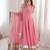 Pink tabby organza mirror work anarkali lehenga set