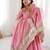 Pink tabby organza mirror work anarkali lehenga set