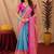 Sky pink art silk blend jacquard motif work saree with unstitched blouse piece