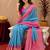 Sky pink art silk blend jacquard motif work saree with unstitched blouse piece