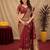 Maroon art silk blend jacquard motif work saree with unstitched blouse piece