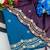 Petrol blue multicolor sequece embroidery work star georgette saree with blouse
