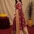 Maroon art silk blend jacquard motif work saree with unstitched blouse piece