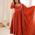 Orange roman chanderi silk blend 16 kali flared anarkali suit