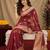 Maroon art silk blend jacquard motif work saree with unstitched blouse piece