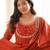 Orange roman chanderi silk blend 16 kali flared anarkali suit