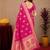 Pink art silk blend jacquard motif work saree with unstitched blouse piece