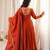 Orange roman chanderi silk blend 16 kali flared anarkali suit