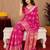 Pink art silk blend jacquard motif work saree with unstitched blouse piece