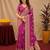 Wine art silk blend jacquard motif work saree with unstitched blouse piece
