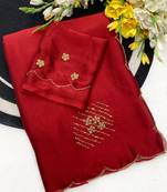 Maroon handwork rangoli saree with blouse